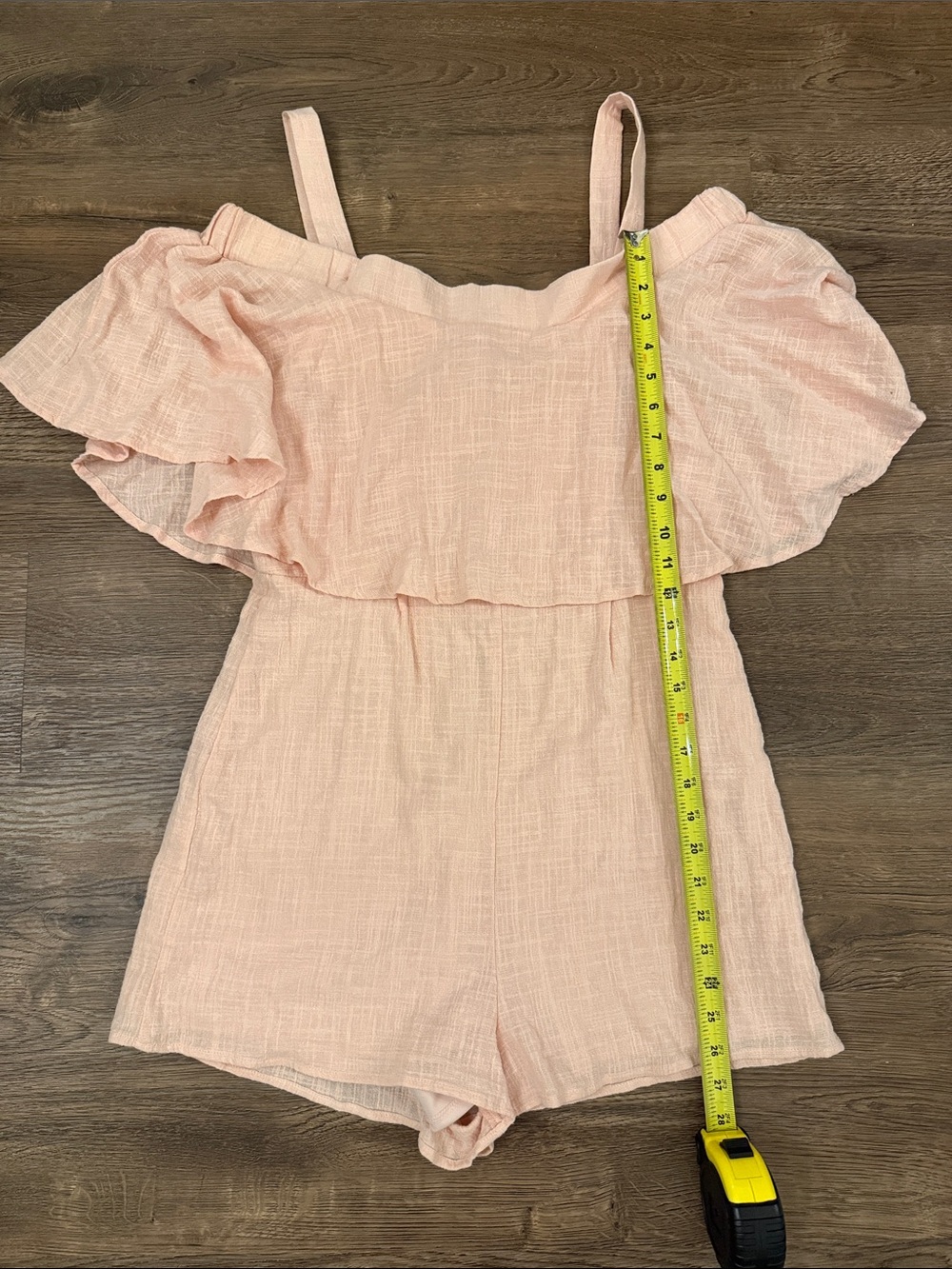 PPLA Peach Pink Off-Shoulder Ruffle Romper Size Large